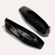 Stanton Ballet Flat in Black Eel Leather