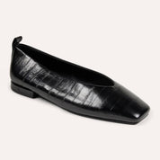 Stanton Ballet Flat in Black Eel Leather