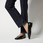 Stanton Ballet Flat in Black Eel Leather