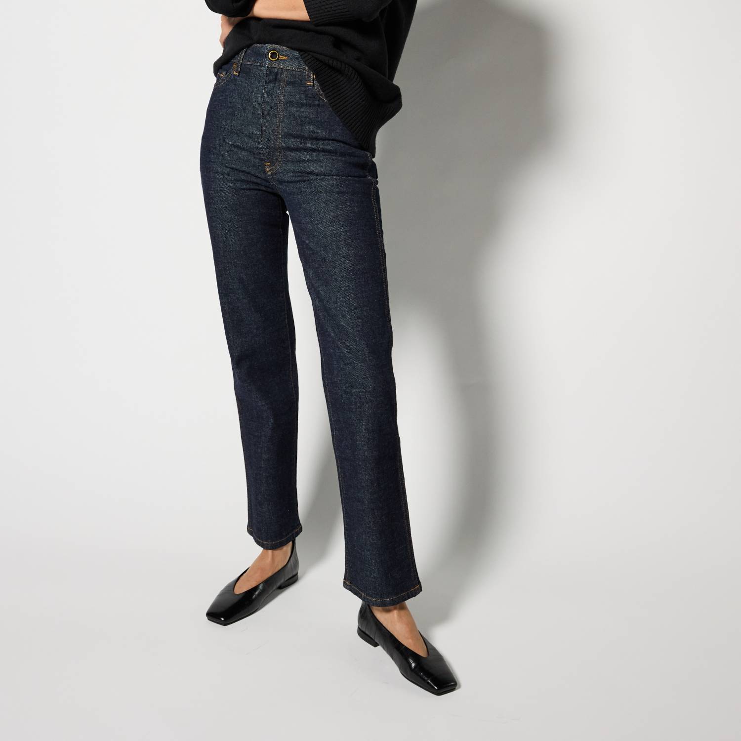 Stanton Ballet Flat in Black Eel Leather
