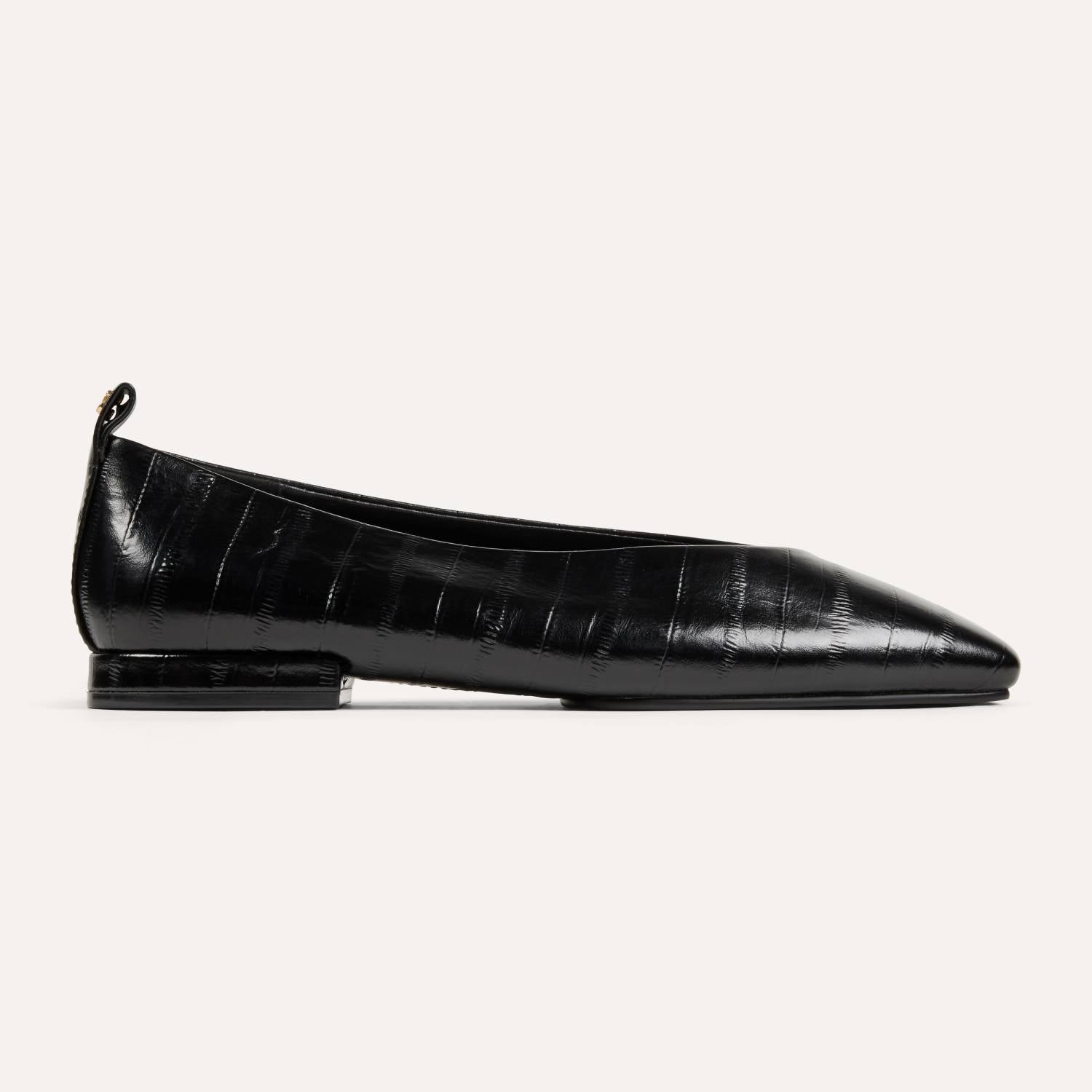 Stanton Ballet Flat in Black Eel Leather