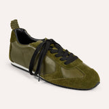 Terminal Sneaker in Olive Leather/Suede