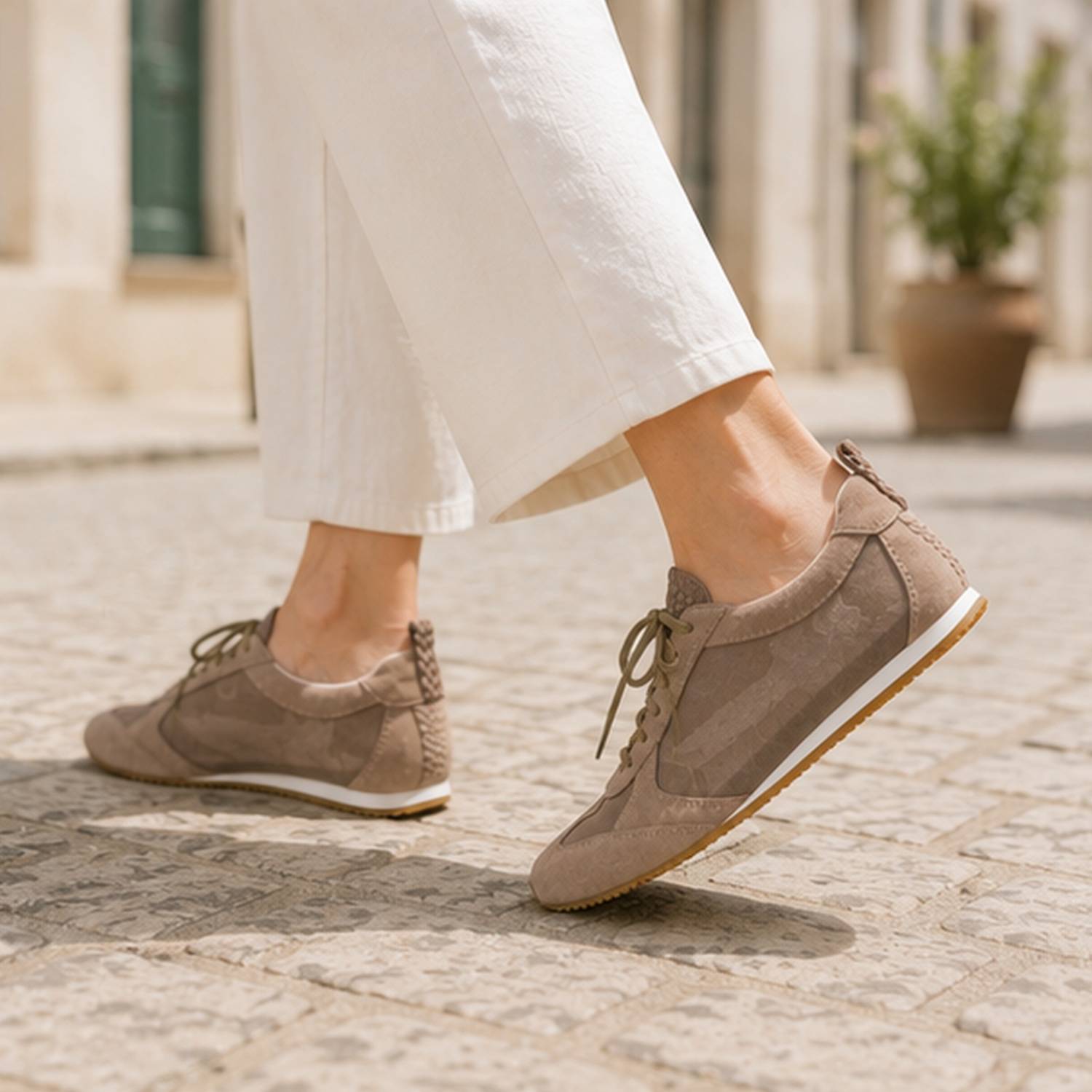 Terminal Sneaker in Taupe Mesh/Suede