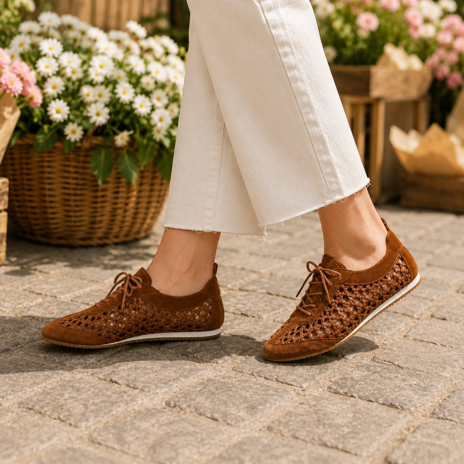 Terminal Sneaker in Whiskey Raffia/Suede