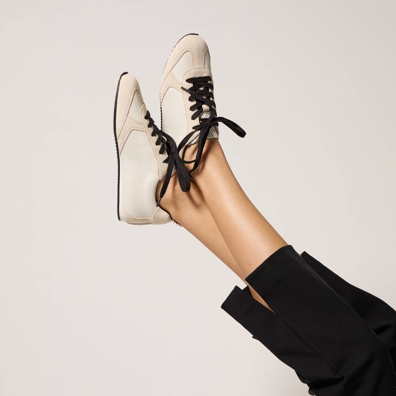 Terminal Sneaker in White Leather/Woven/Suede