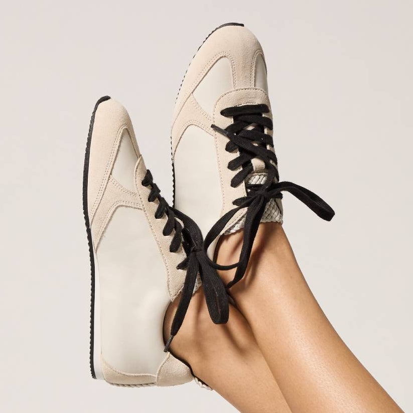 Terminal Sneaker in White Leather/Woven/Suede