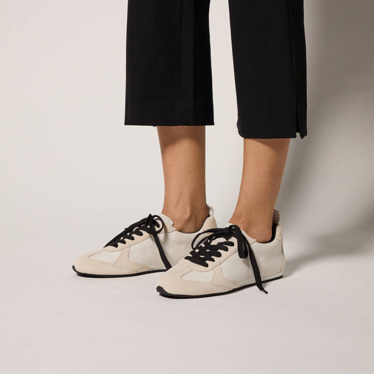 Terminal Sneaker in White Leather/Woven/Suede