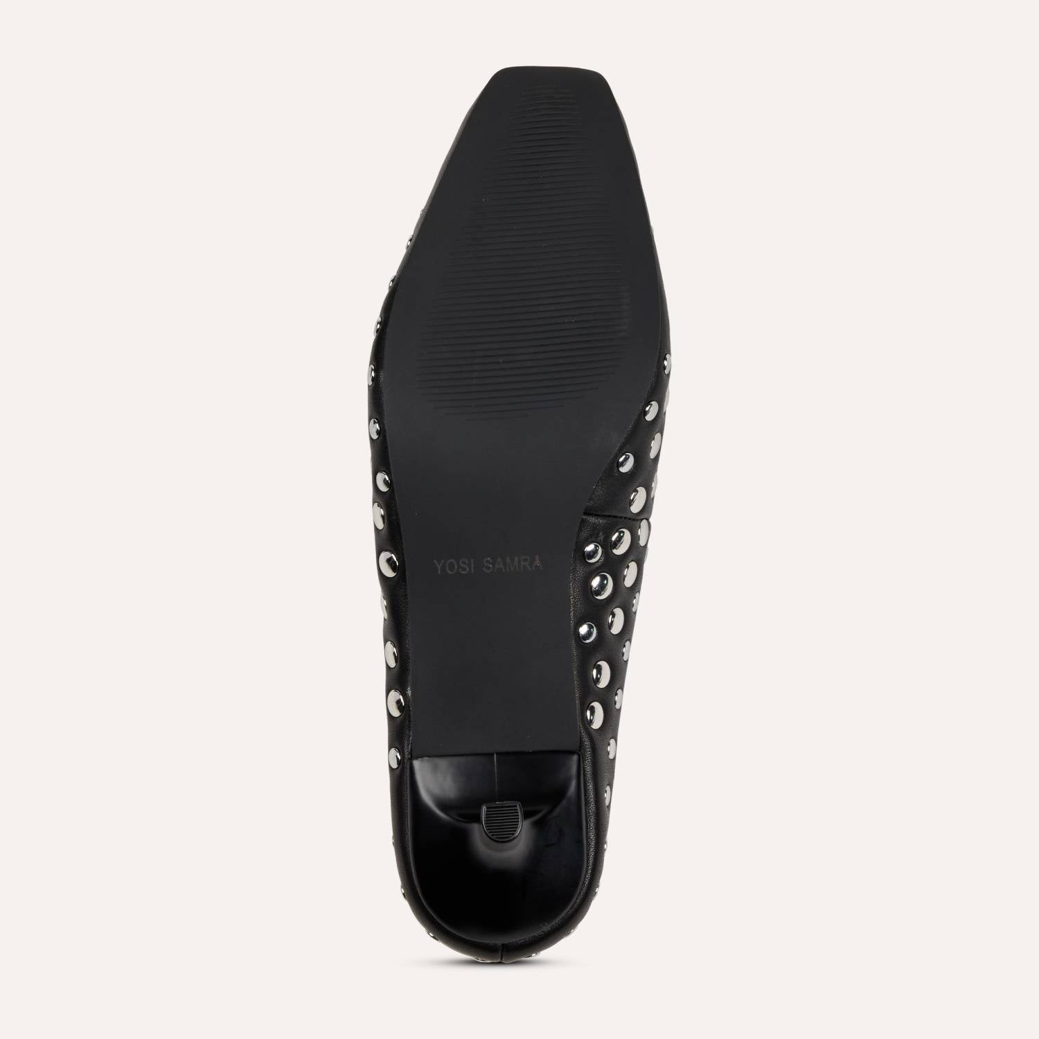 Tribeca Mule Heel in Studded Black Nappa Leather