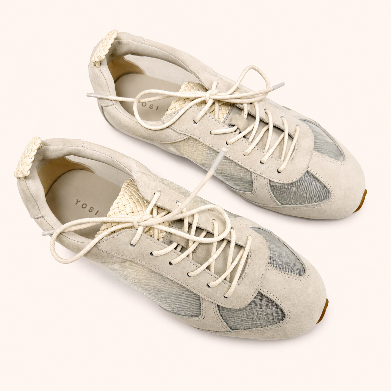 TERMINAL SNEAKER IN CREAM MESH/SUEDE
