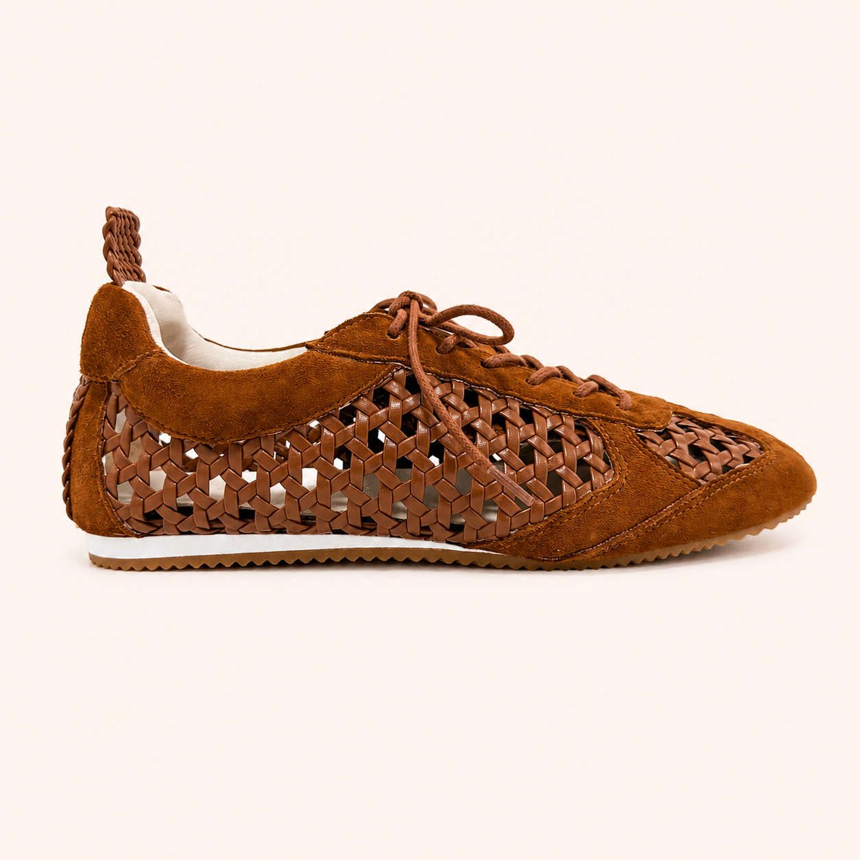 TERMINAL SNEAKER IN WHISKEY RAFFIA/SUEDE