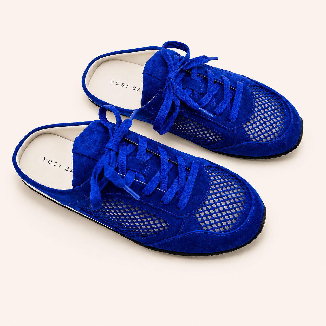 UPTOWN SLIDE SNEAKER IN BLUE SUEDE/CROCHET