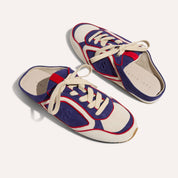 Uptown Slide Sneaker in Bone/Eggplant/Red Suede/Nappa
