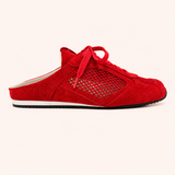 Uptown Slide Sneaker in Red Suede/Crochet