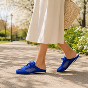 Uptown Slide Sneaker in Blue Suede/Crochet