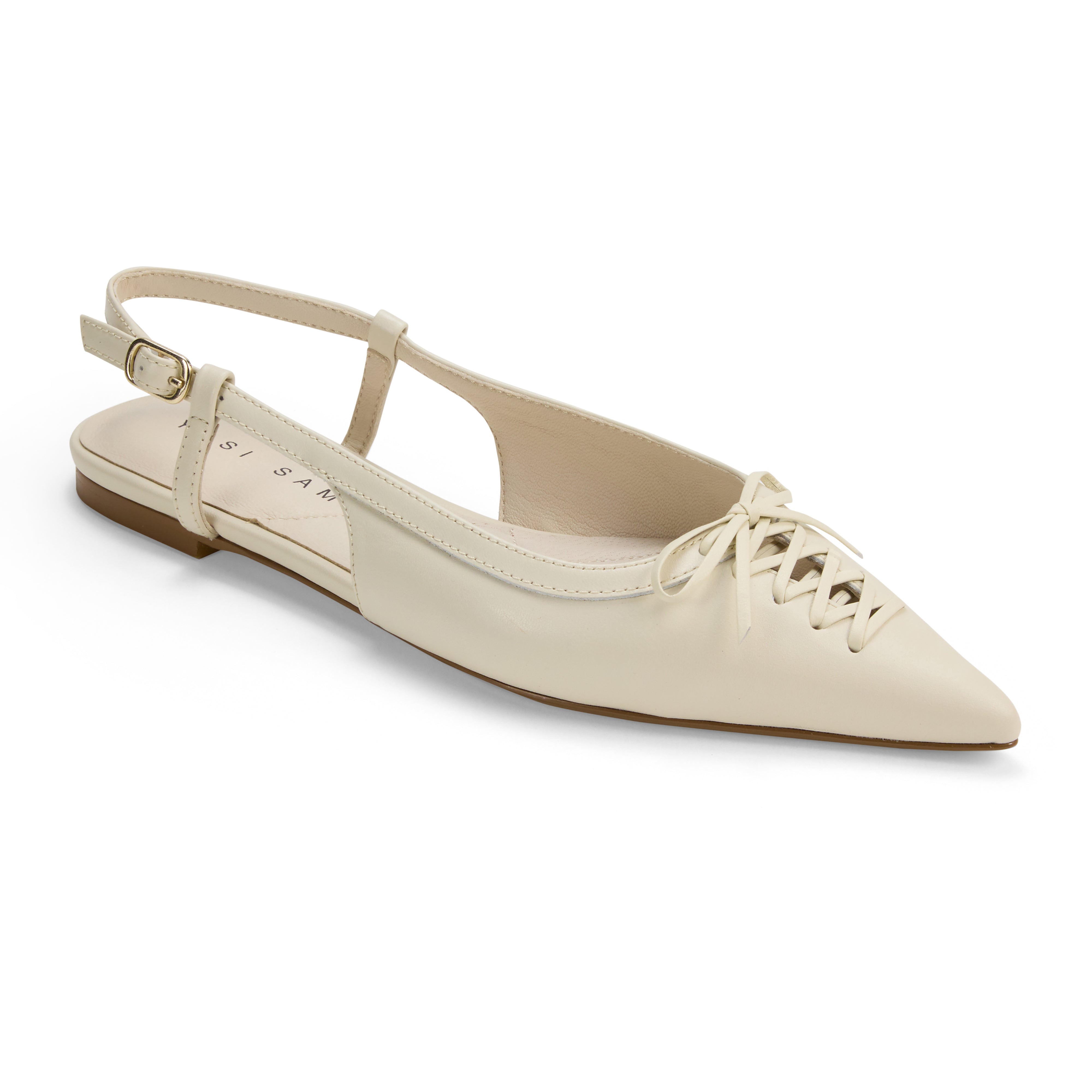 Vanessa Slingback Flat in Bone Leather