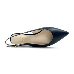 Vera Slingback Flat in Black Nappa Leather