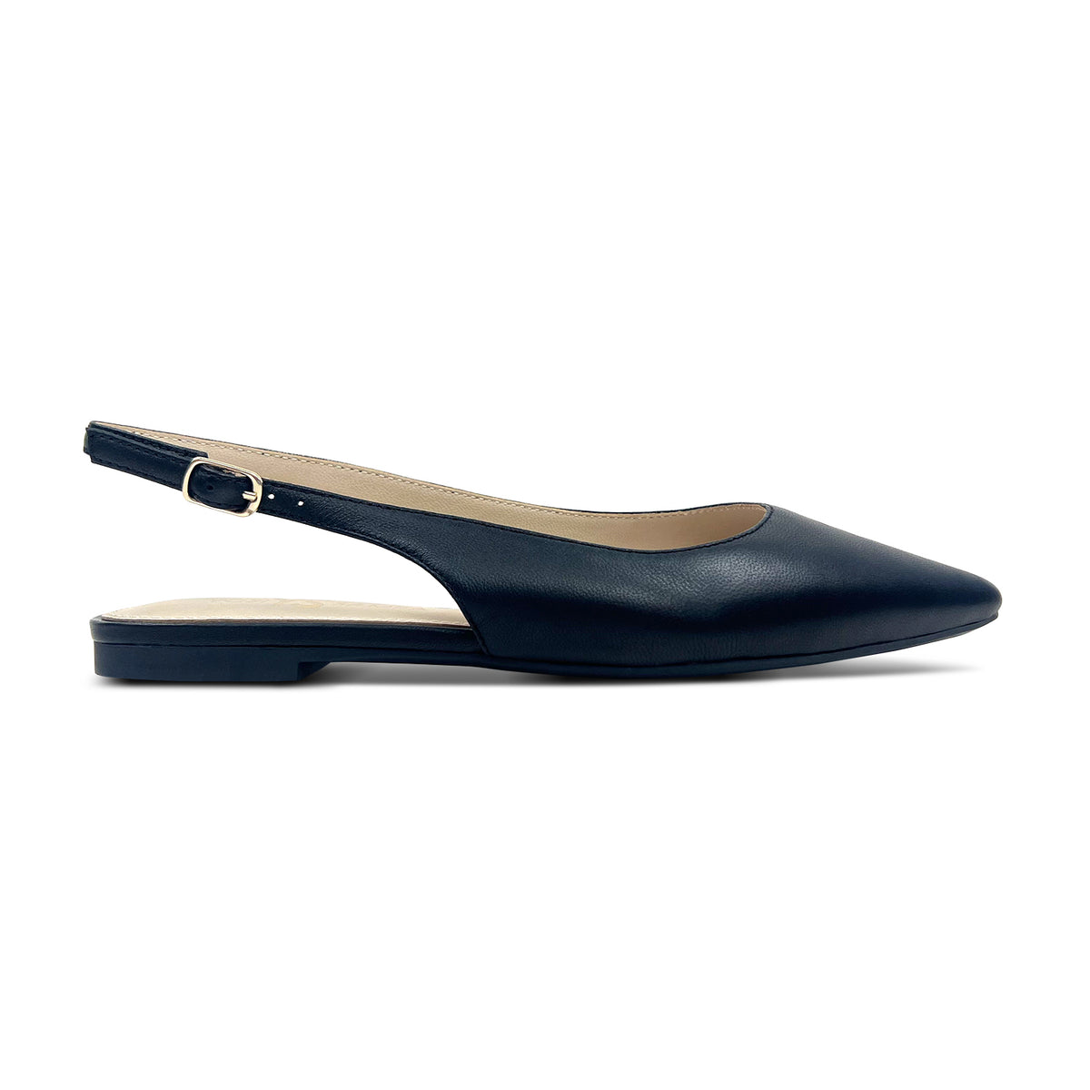 Vera Slingback Flat in Black Nappa Leather