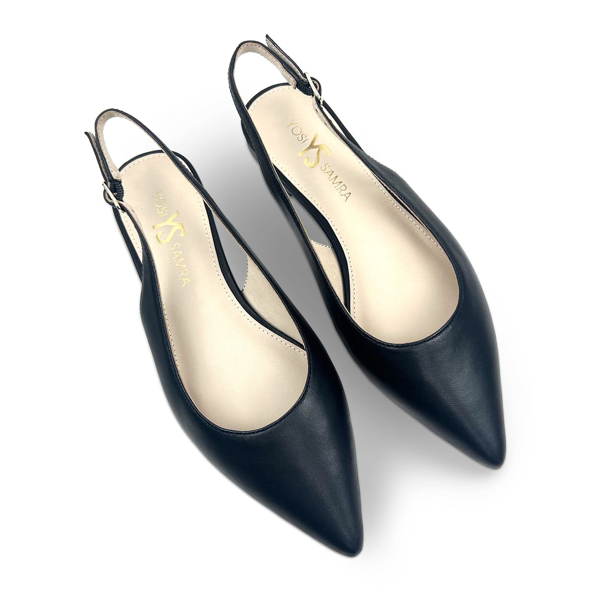 Vera Slingback Flat in Black Nappa Leather