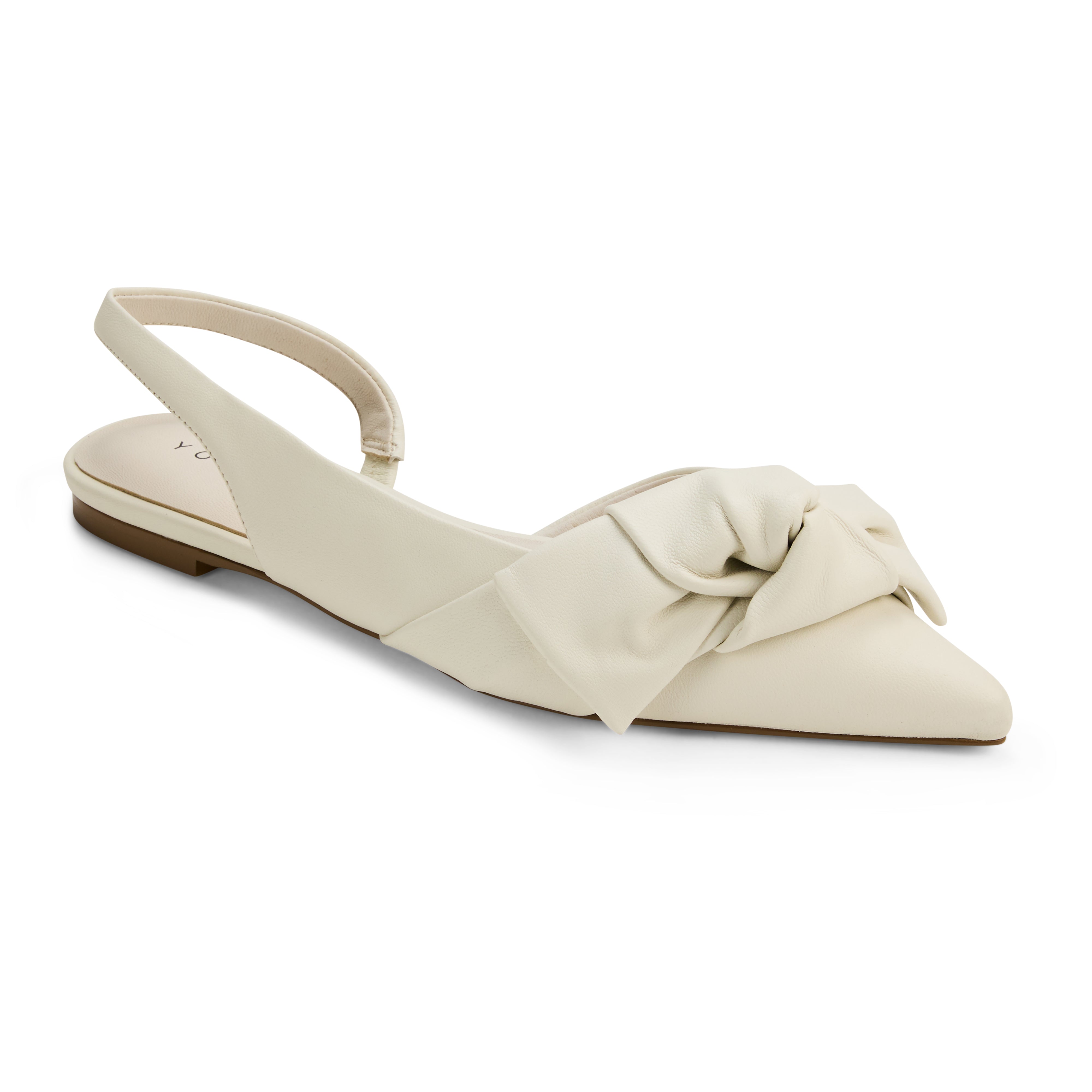 Violet Slingback Flat in Bone Leather