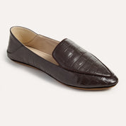 Vivina Crashback Loafer in Chocolate Croc Leather