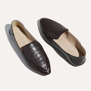 Vivina Crashback Loafer in Chocolate Croc Leather