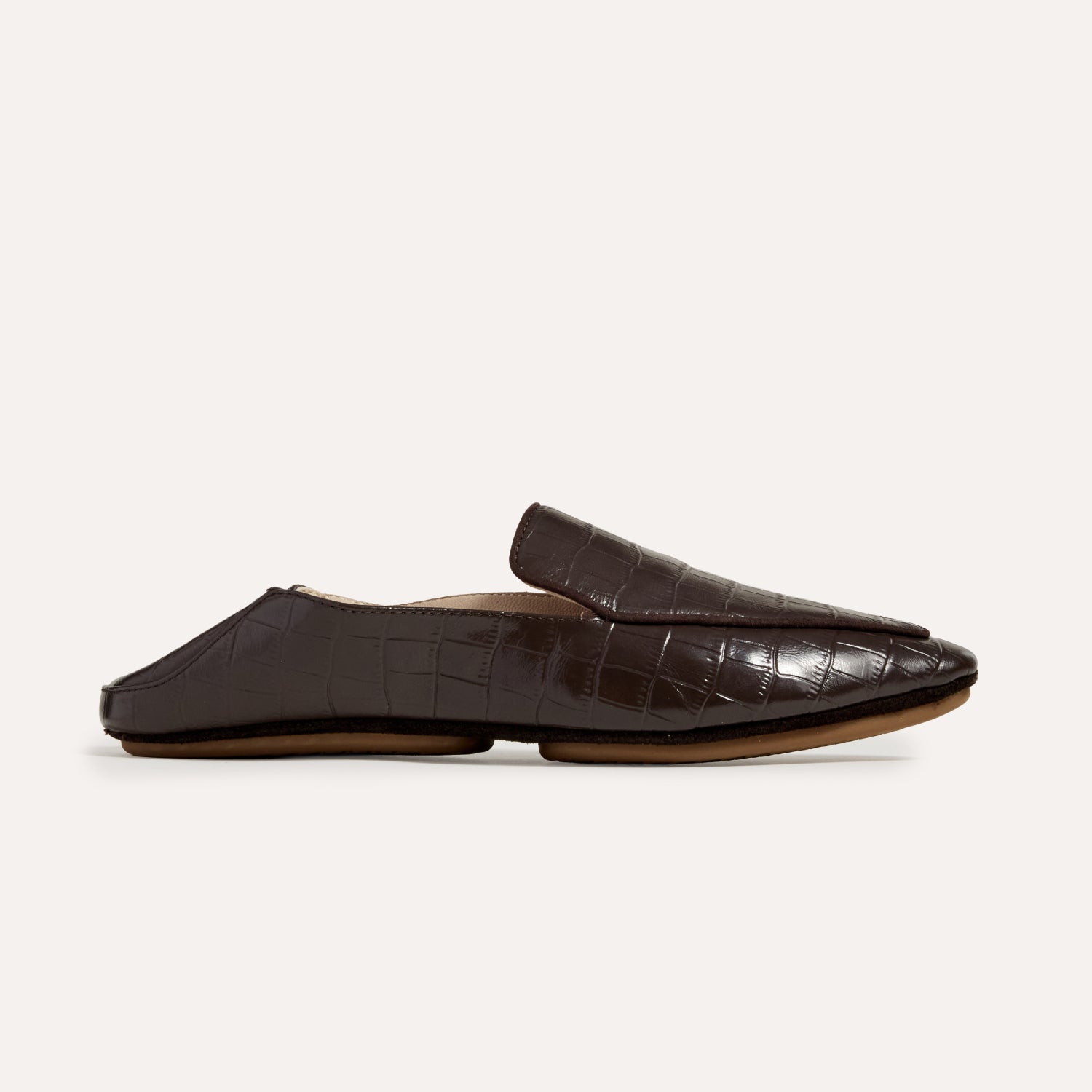 Vivina Crashback Loafer in Chocolate Croc Leather