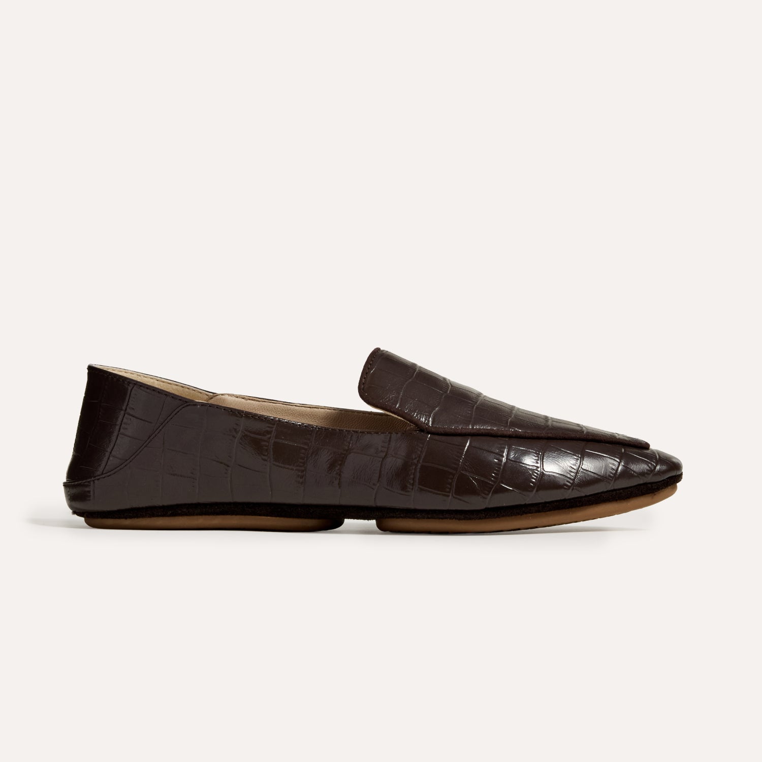 Vivina Crashback Loafer in Chocolate Croc Leather