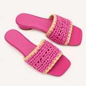 VALENCIA SANDAL IN FUSCHIA RAFFIA