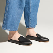 Vivina Loafer in Black Leather - Yosi Samra  - Women's Flats