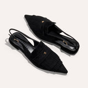 Warren Slingback Flat in Black Suede