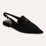 Warren Slingback Flat in Black Suede