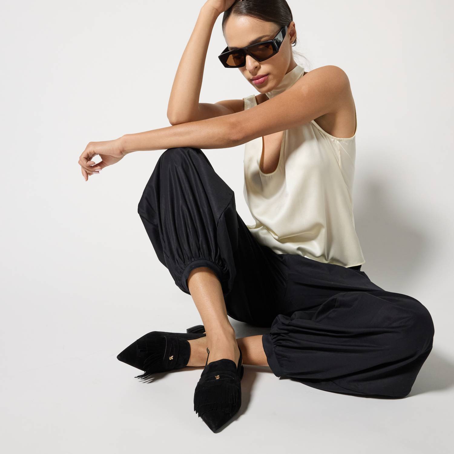 Warren Slingback Flat in Black Suede