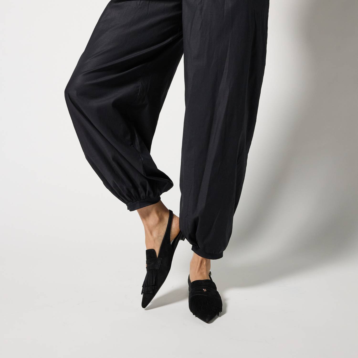 Warren Slingback Flat in Black Suede