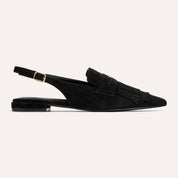 Warren Slingback Flat in Black Suede