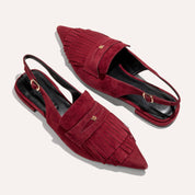 Warren Slingback Flat in Burgundy Suede