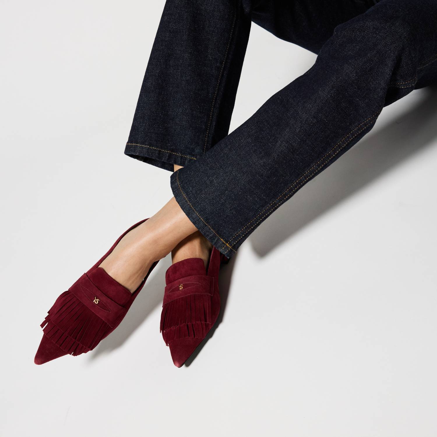 Warren Slingback Flat in Burgundy Suede