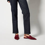 Warren Slingback Flat in Burgundy Suede