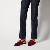 Warren Slingback Flat in Burgundy Suede