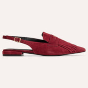 Warren Slingback Flat in Burgundy Suede