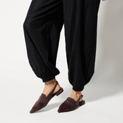 Warren Slingback Flat in Chocolate Suede
