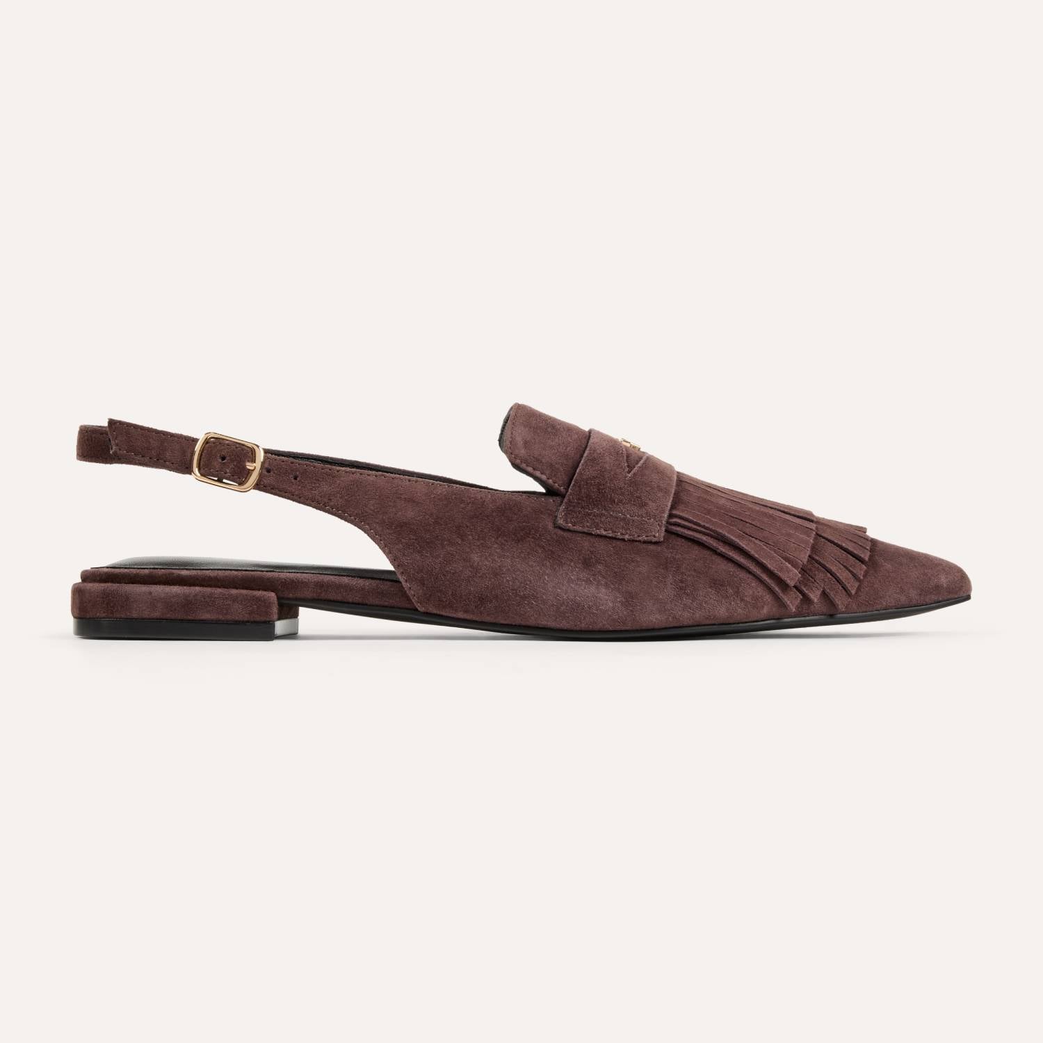 Warren Slingback Flat in Chocolate Suede