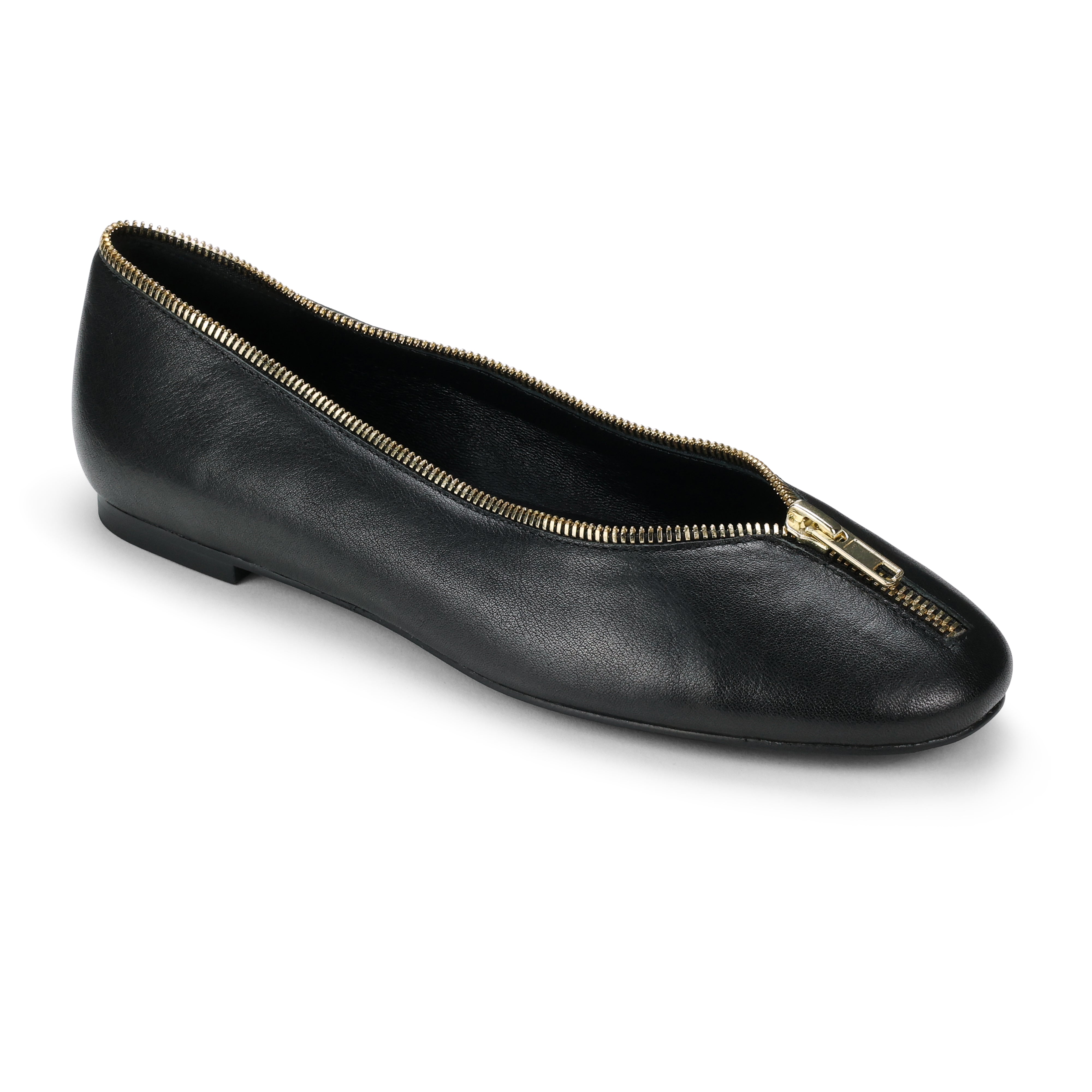 Ziva Flat in Black Leather