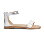 Miss Cambelle Sandal in White & Silver - Kids - Yosi Samra  - Kids' Sandals