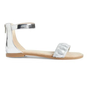 Miss Cambelle Ruffle Sandal in Silver - Kids - Yosi Samra  - Kids' Sandals