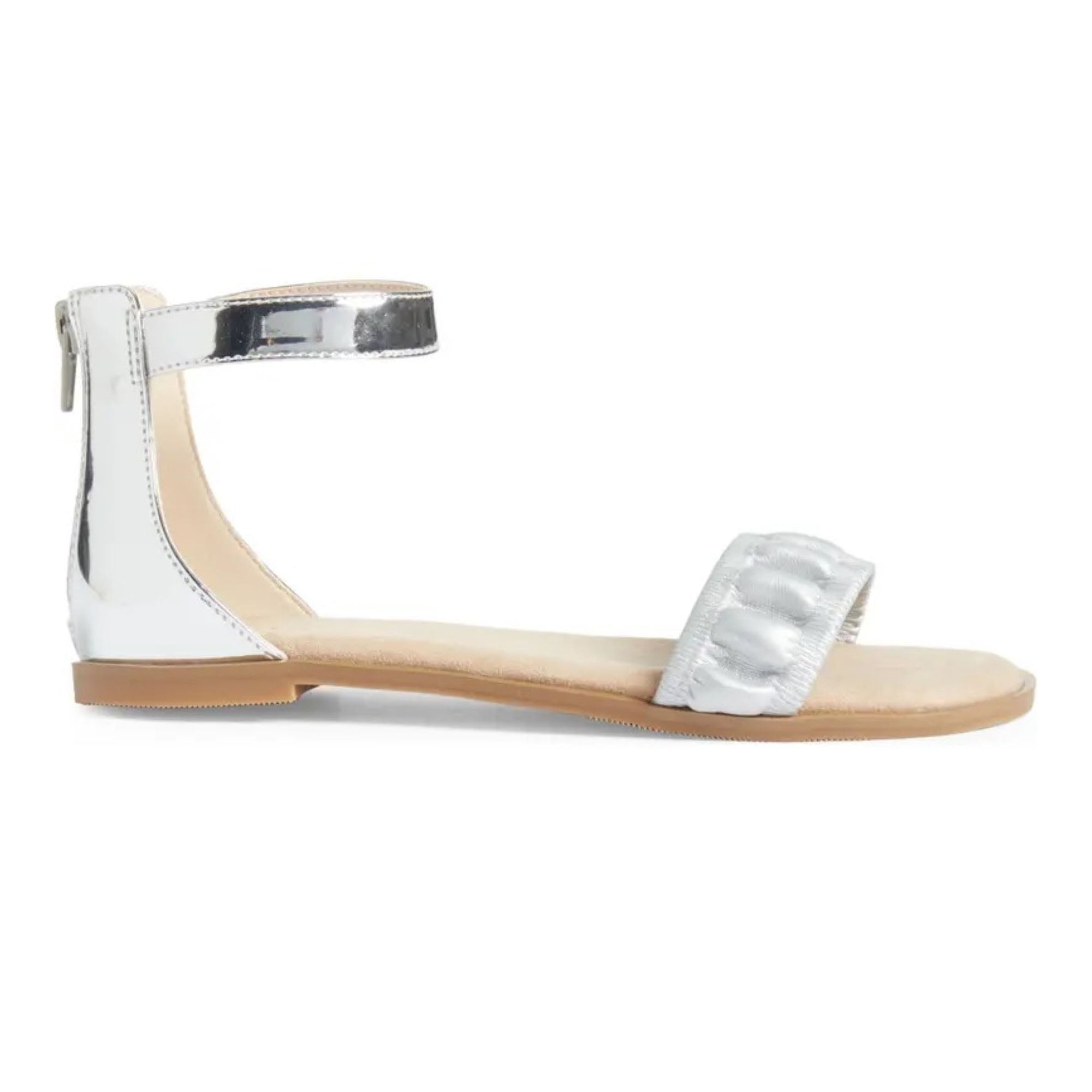 Miss Cambelle Ruffle Sandal in Silver - Kids - Yosi Samra  - Kids' Sandals