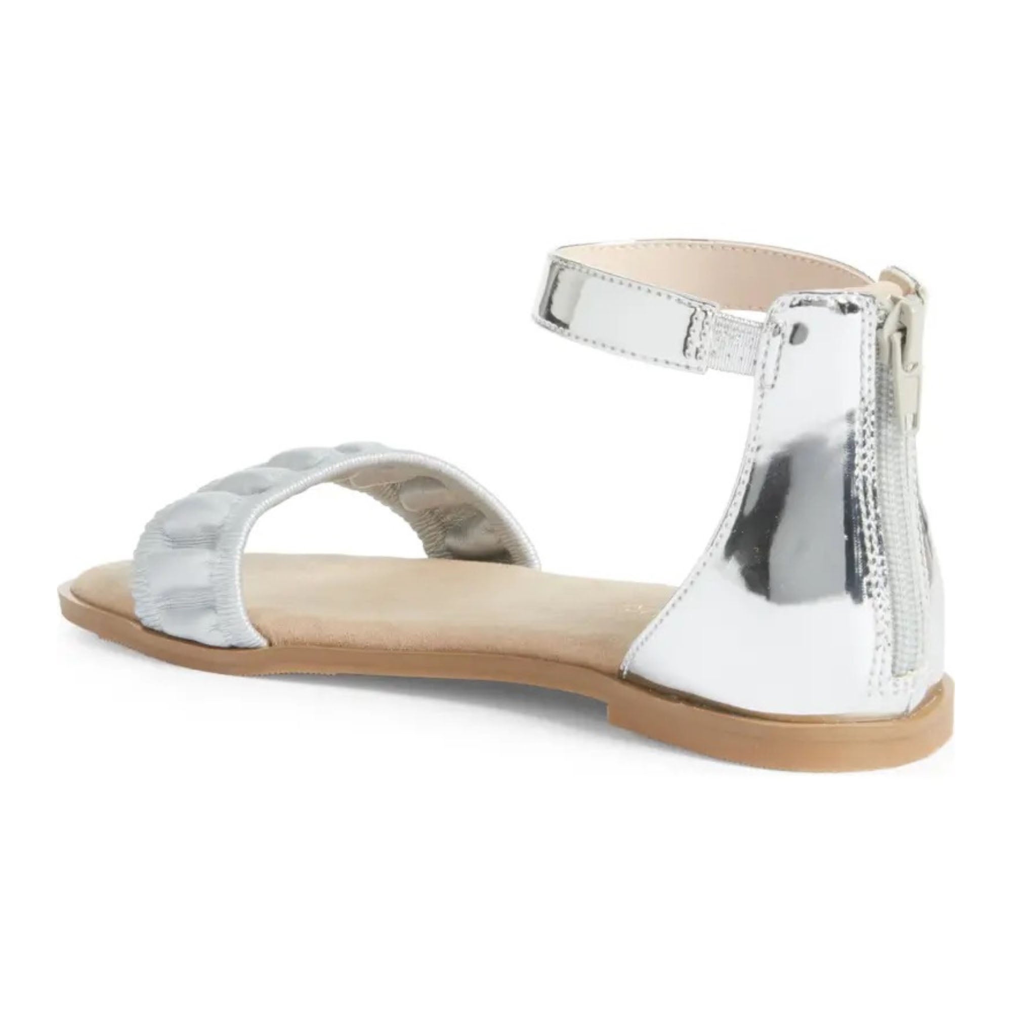 Miss Cambelle Ruffle Sandal in Silver - Kids - Yosi Samra  - Kids' Sandals