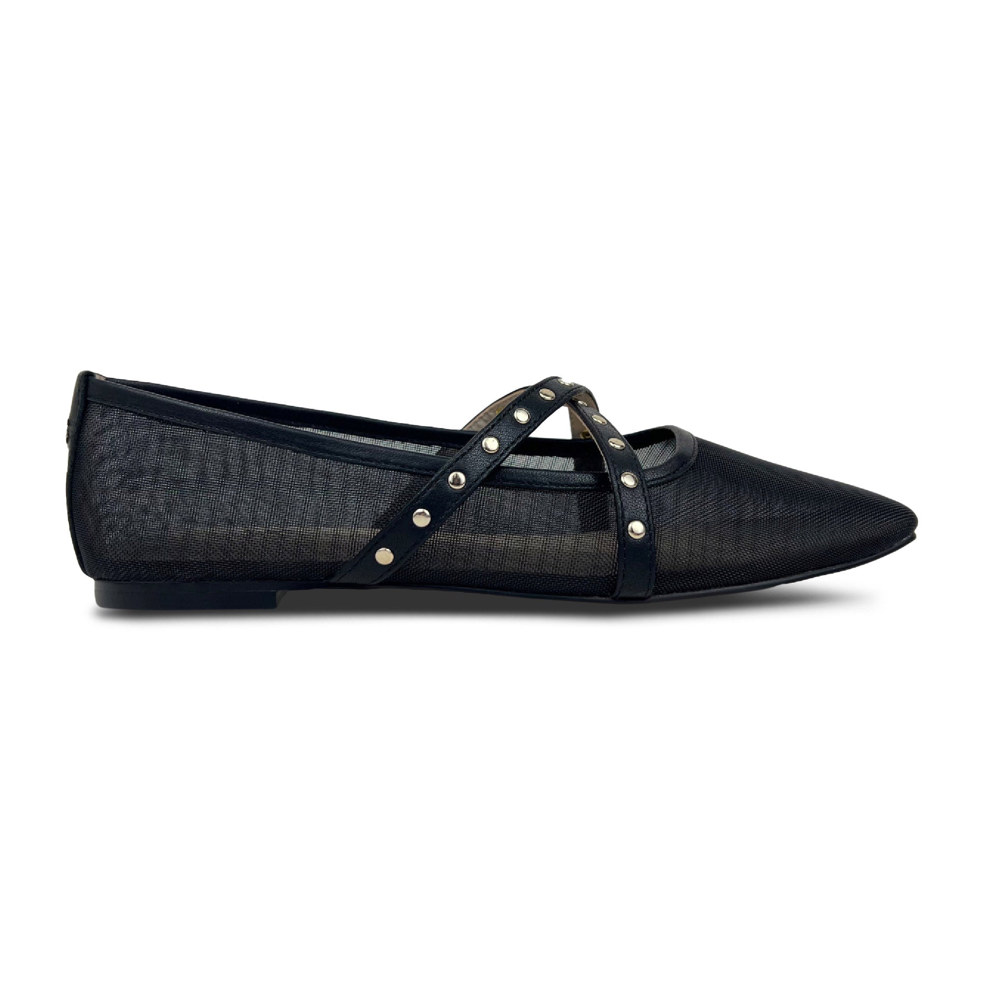 Chloe Ballet Flat in Black Mesh - Yosi Samra  - Women's Flats