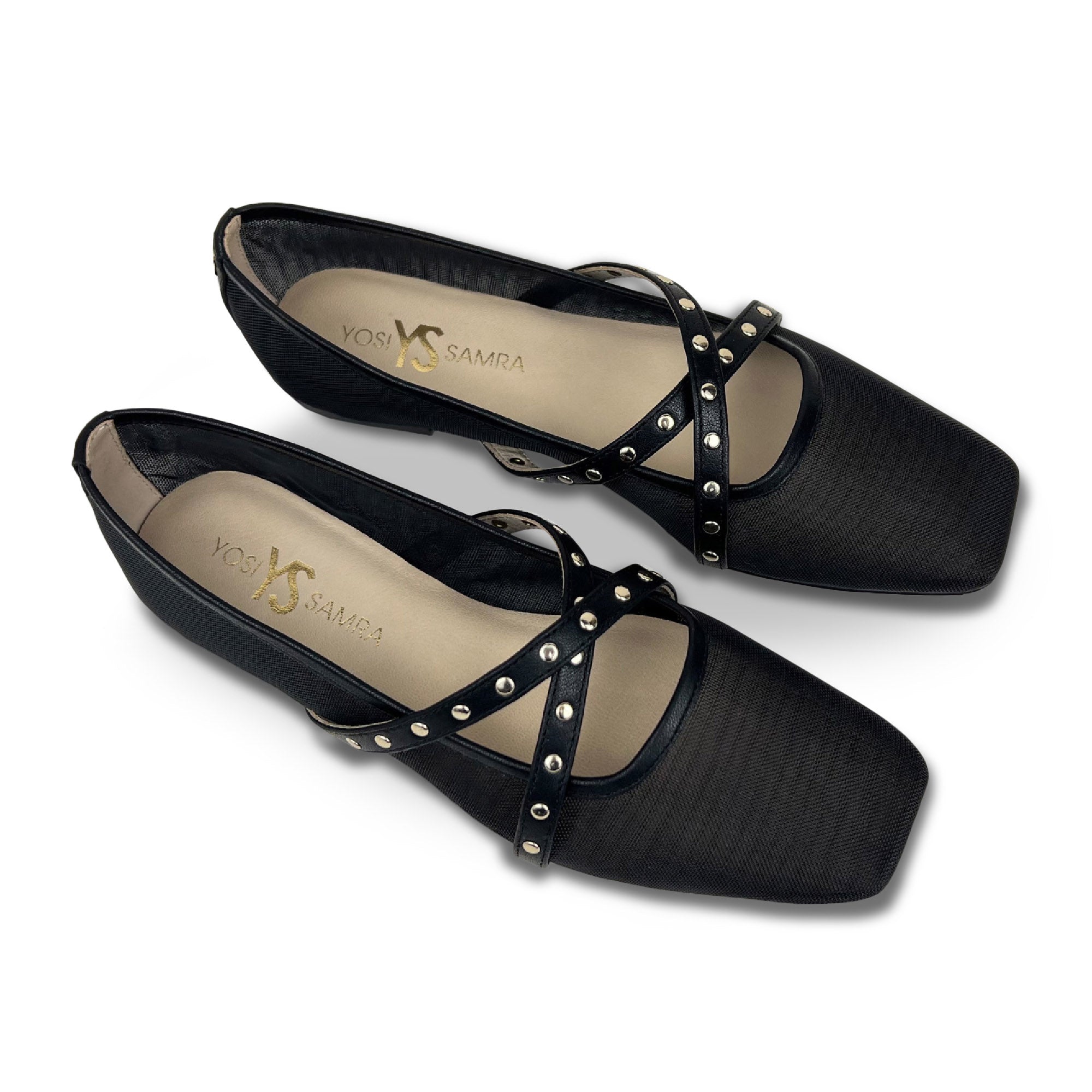 Chloe Ballet Flat in Black Mesh - Yosi Samra  - Women's Flats