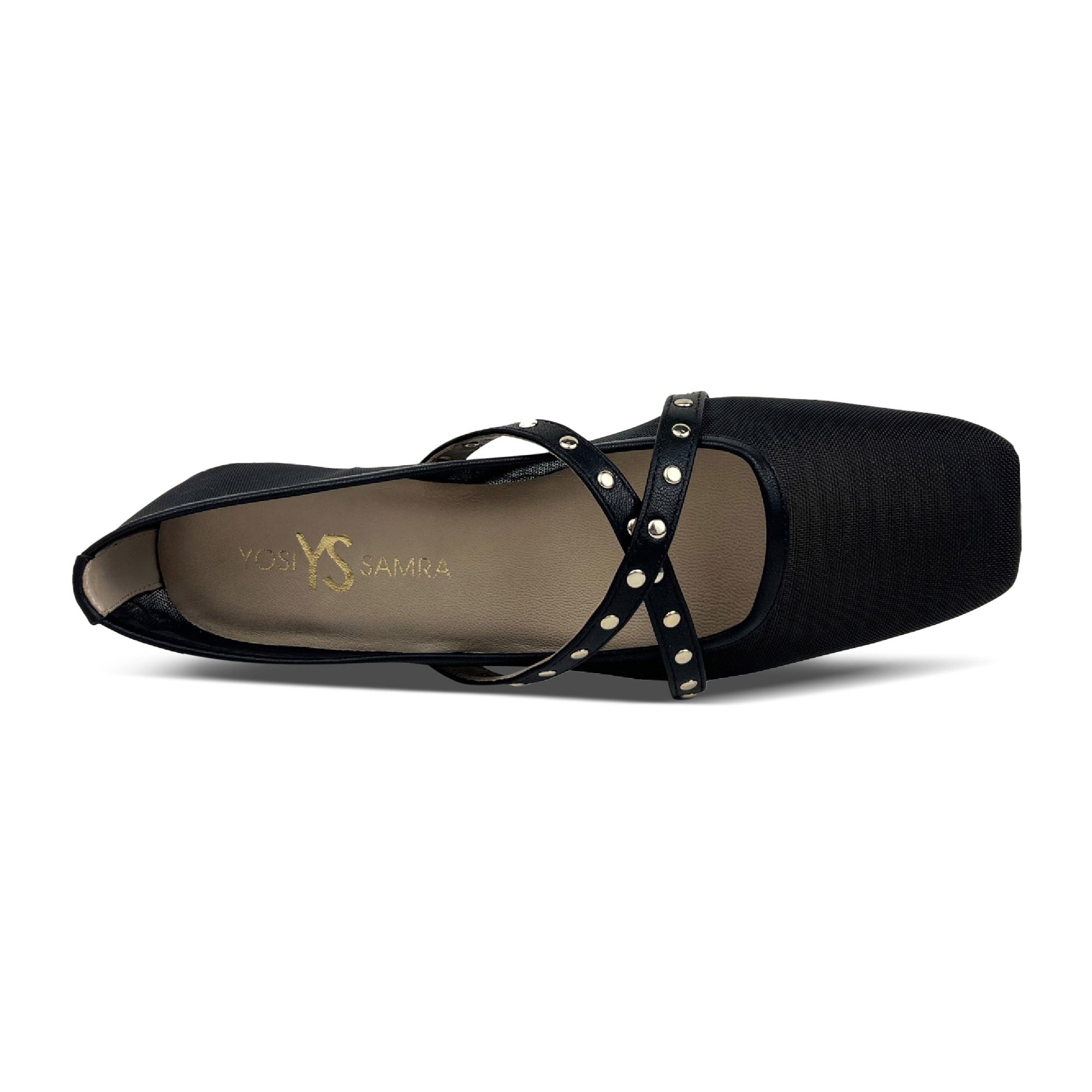 Chloe Ballet Flat in Black Mesh - Yosi Samra  - Women's Flats