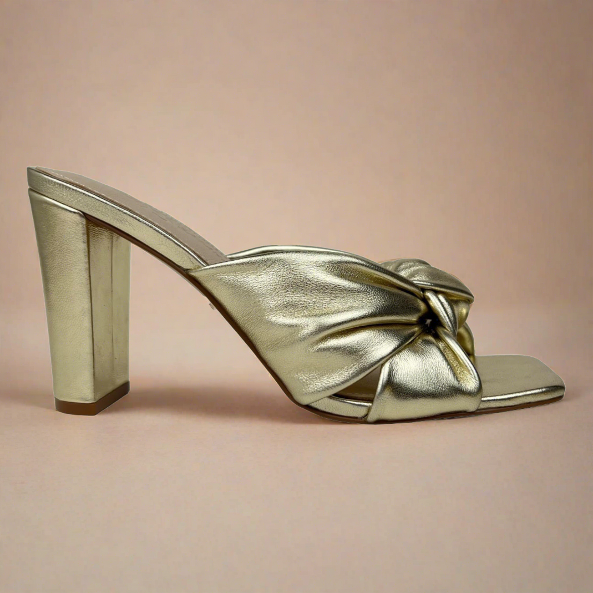Hazel Knotted Dress Sandal in Gold Leather